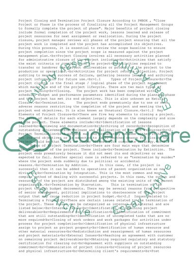 Project closurecompleted projects vs. terminated projects