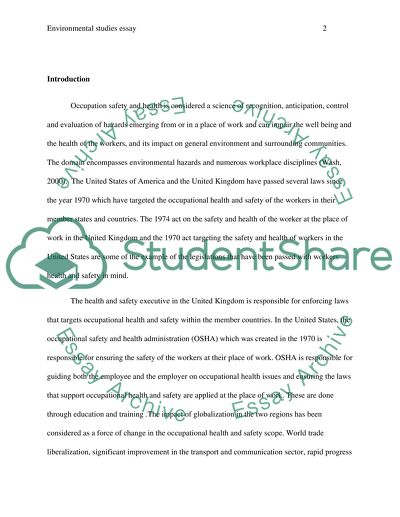 Occupational Safety and Health Legislature and Standards