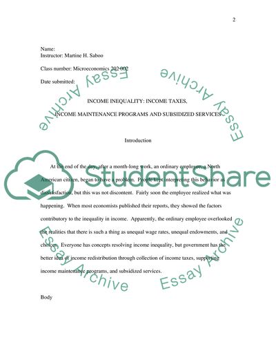 Income Inequality: Income Taxes, Income Maintenance Programs and Subsidized Services