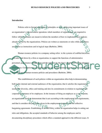 Human Resource Policies and Procedures