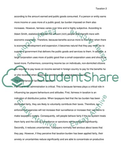 Fairness in Taxation theory