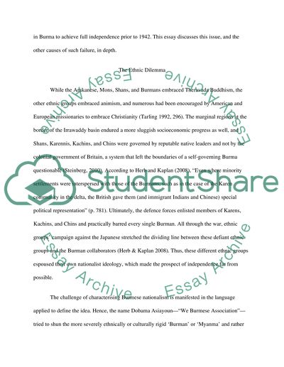 Burmese Nationalist Movements: Struggle Towards Independence