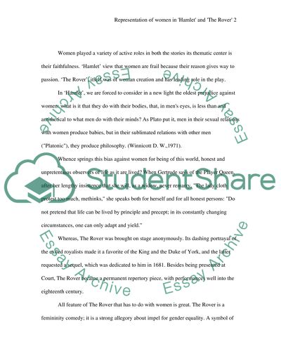 Representation of Women in Hamlet and The Rover