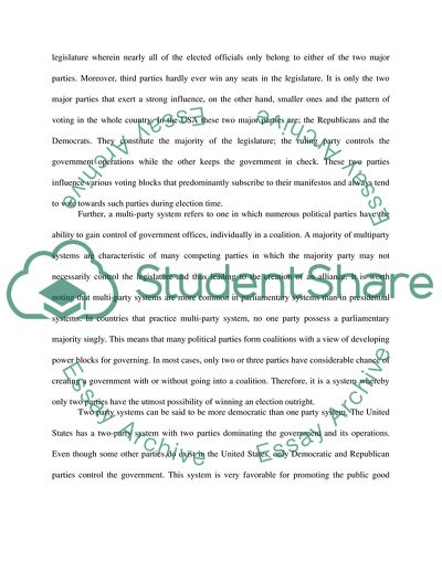 One-Party, Two-Party and Multi-Party Democracies