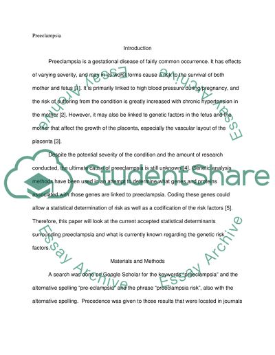 Preeclampsia as a Serious Hypertensive Condition in Pregnancy