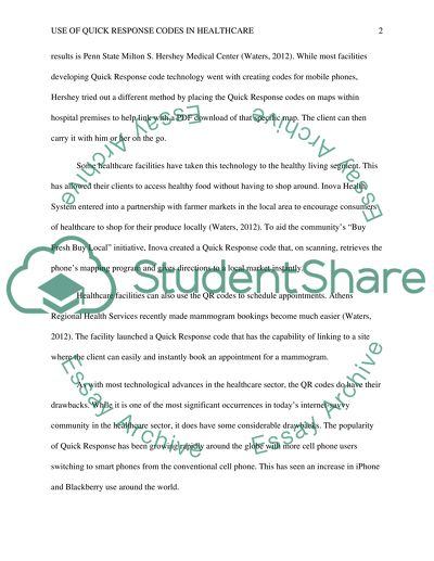 Use of Quick Response Codes in Healthcare