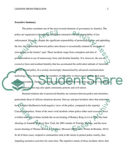 Lesson to be learned from Ferguson