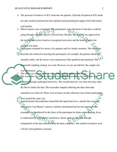 NURSING RESEARCH CRITIQUE OF QUALITATIVE RESEARCH