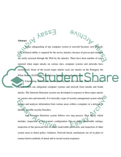 Network Security-Intrusion Detection System