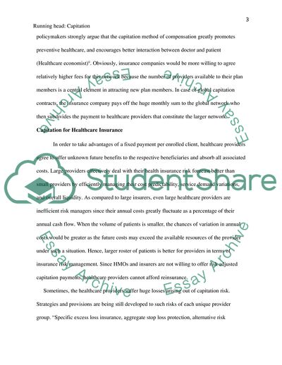 The Mechanism of Capitation Payment