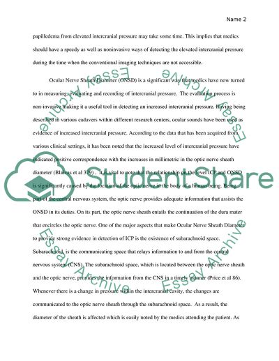 The Use of Ocular Nerve Sheath Diameter Measurements to Record Intracranial Pressure