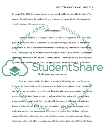 Wrist sprain of palmar ligaments-hyperextension injury (Tennis)