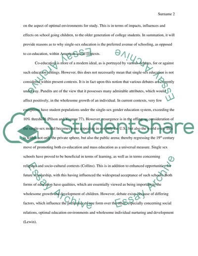 The Concept of Mixed-Sex and Gender Education