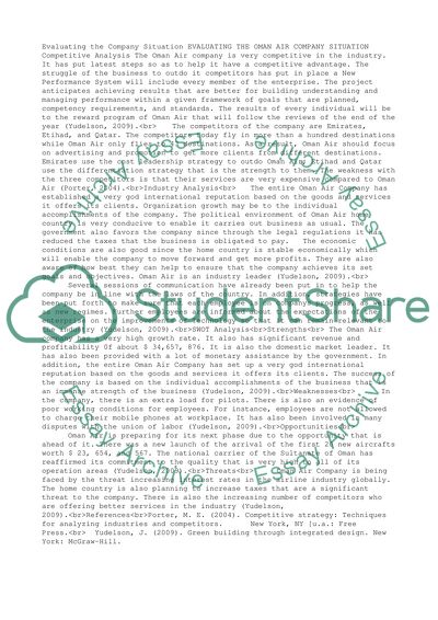 Evaluating the Company Situation