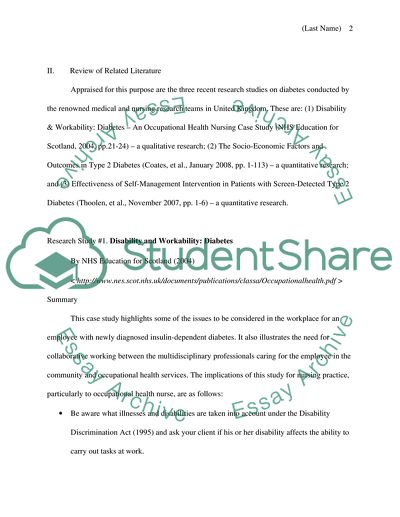 Disability and Workability with Diabetes