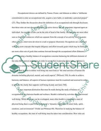 Balance of Healthy Occupations