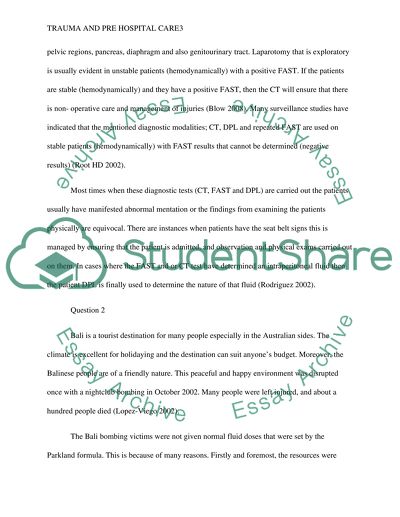 Trauma and Pre Hospital Care