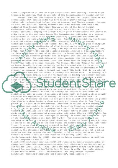 Green & Competitive Qs