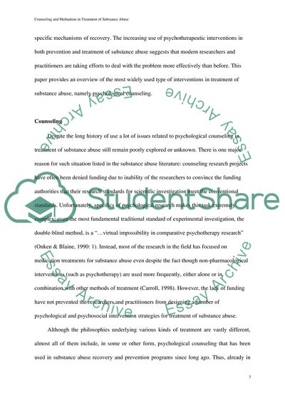 Counseling and Methadone in Treatment of Substance Abuse