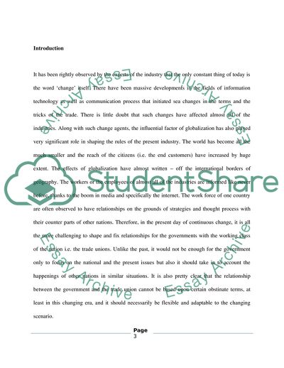 The Nature of the Current Trade Unions in the UK