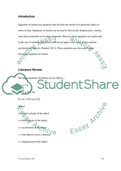 Applications of the Equations of Motion