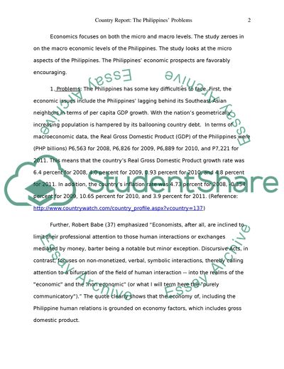 The Philippines Problems, Projections, and Possible Policies