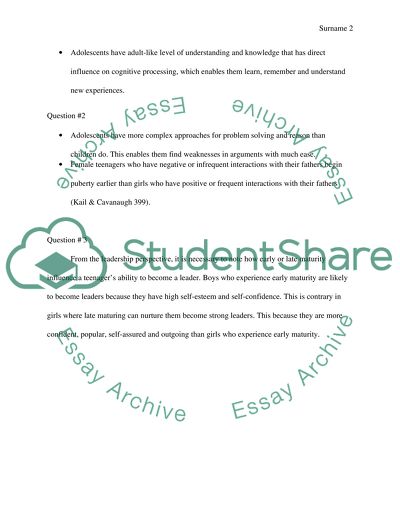 Physical and Cognitive Development in Adolescence