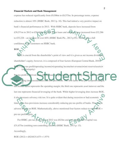 Financial Markets and Bank Management