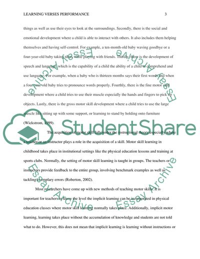 Learning Versus Performance and Motor Skills