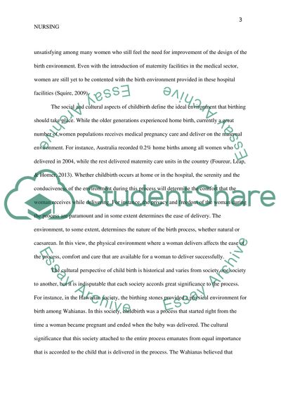 Nursing and Birthing Environments