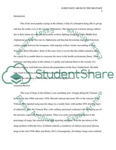 Miltary soldiers and substance abuse