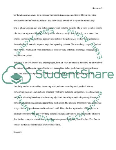 Letter of Recommendation