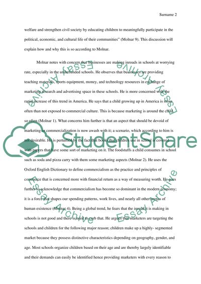 Analyze the Book School Commercialism by Molnar