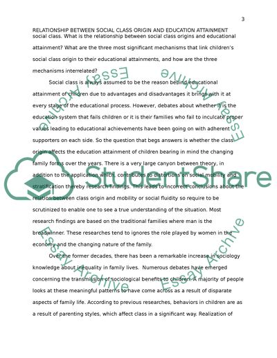 The relationship between childrens social class origins and educational attainment