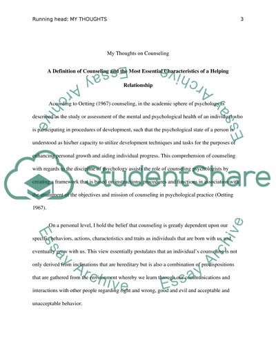 The Theories about Counseling with the Role of Personal Values