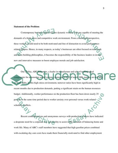 Proposal to add a Day Care Facility at Work