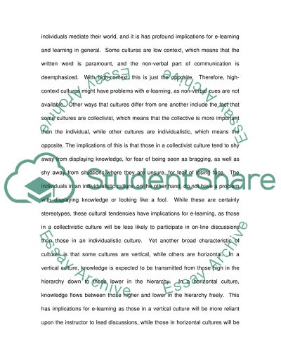 Cultural differences and e-learning