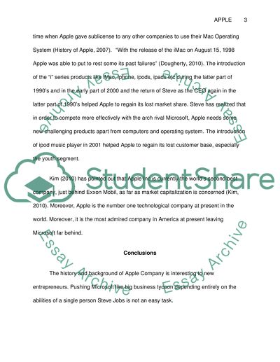 Report of 500 words explaining the backgroung and history of APPLE COMPANEY