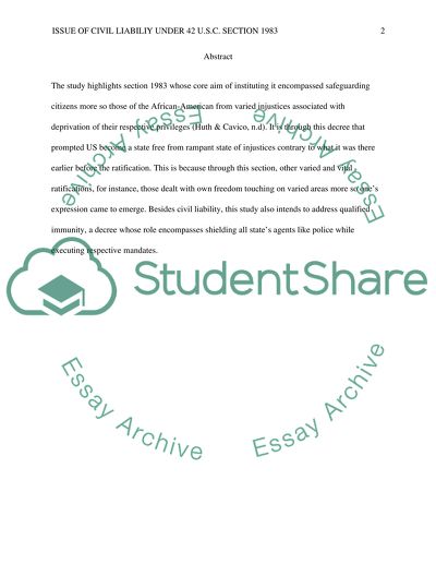 Issue of civil liability under 42 U.S.C. section 1983