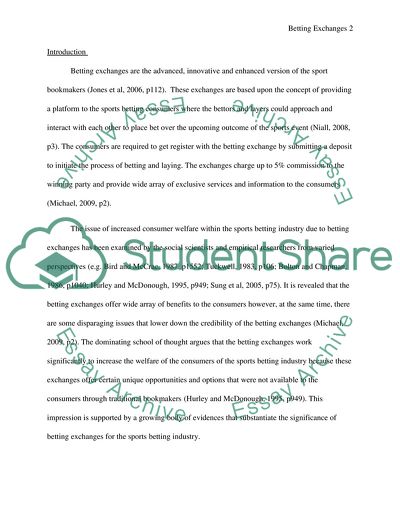 Betting Exchanges Impact Upon Consumer Welfare