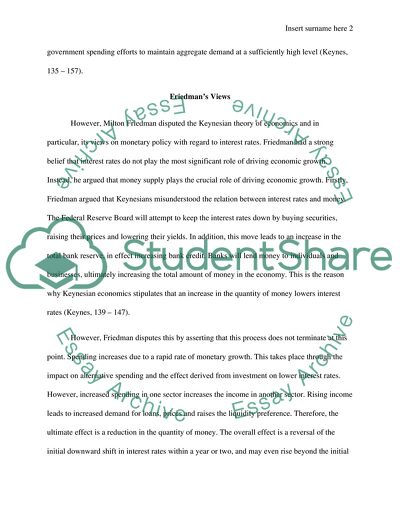 Friedmans Argument against the Relationship between Keynesian Interest Rate Monetary Policy and Economic Growth