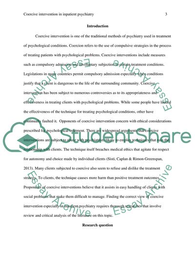 Coercive Intervention in Inpatient Psychiatry