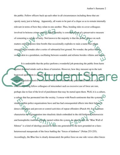 Thoughts about the Police Practice of the Blue Wall of Silence