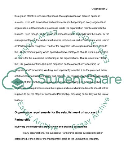 Partnership in an Organization