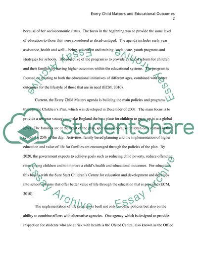 Every Child Matters and Educational Outcomes