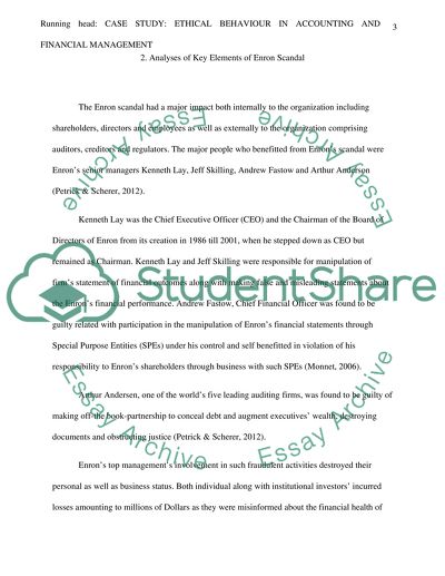 Case Study: Ethical Behavior in Accounting and Financial Management