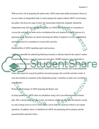 TOPIC: Ethics and the ASCE Report Card for Americas Infrastructure