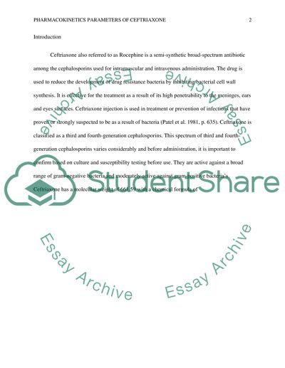 Ceftriaxone Pharmacokinetics Property