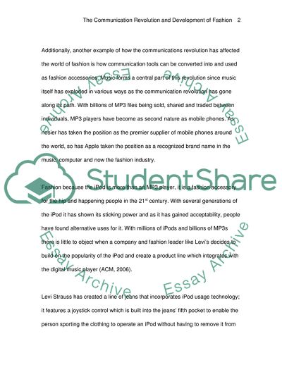 The Communication Revolution and Development of Fashion