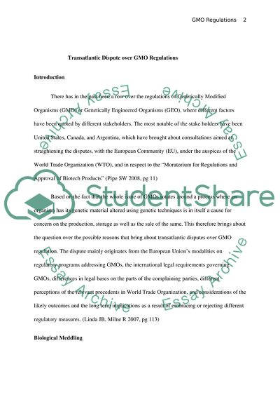 Transatlantic Dispute over GMO Regulations